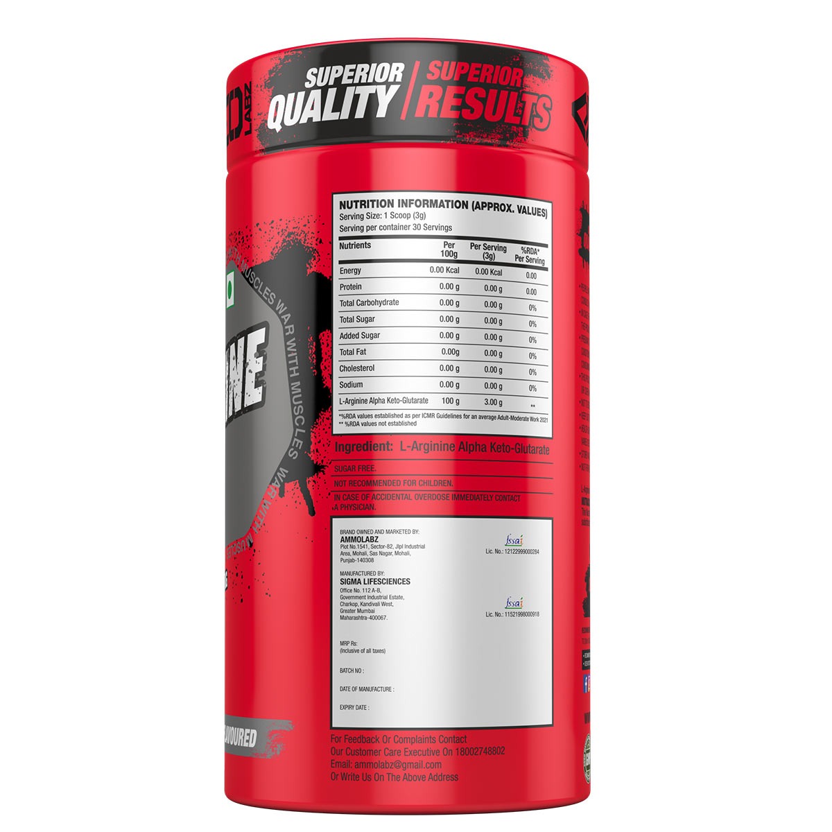 LARGININE AKG Powder For Muscle Building And Endurance